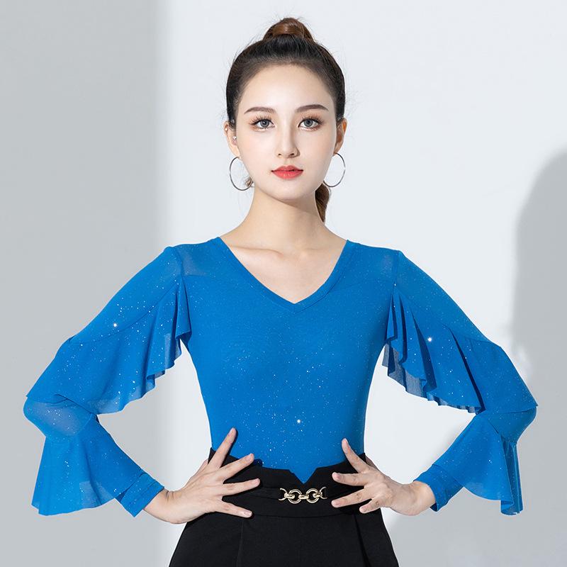 Женский комбинезон для латиноамериканских танцев с длинными рукавами - современный, национальный стандарт, одежда для выступлений на осень/зиму