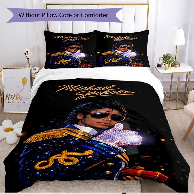 3pcs Duvet Cover Set (1*Duvet Cover + 2*Pillowcase, Without Core), Michael Jackson Print Soft All‑Season Bedding Set, Home Bedroom Decor Gift
