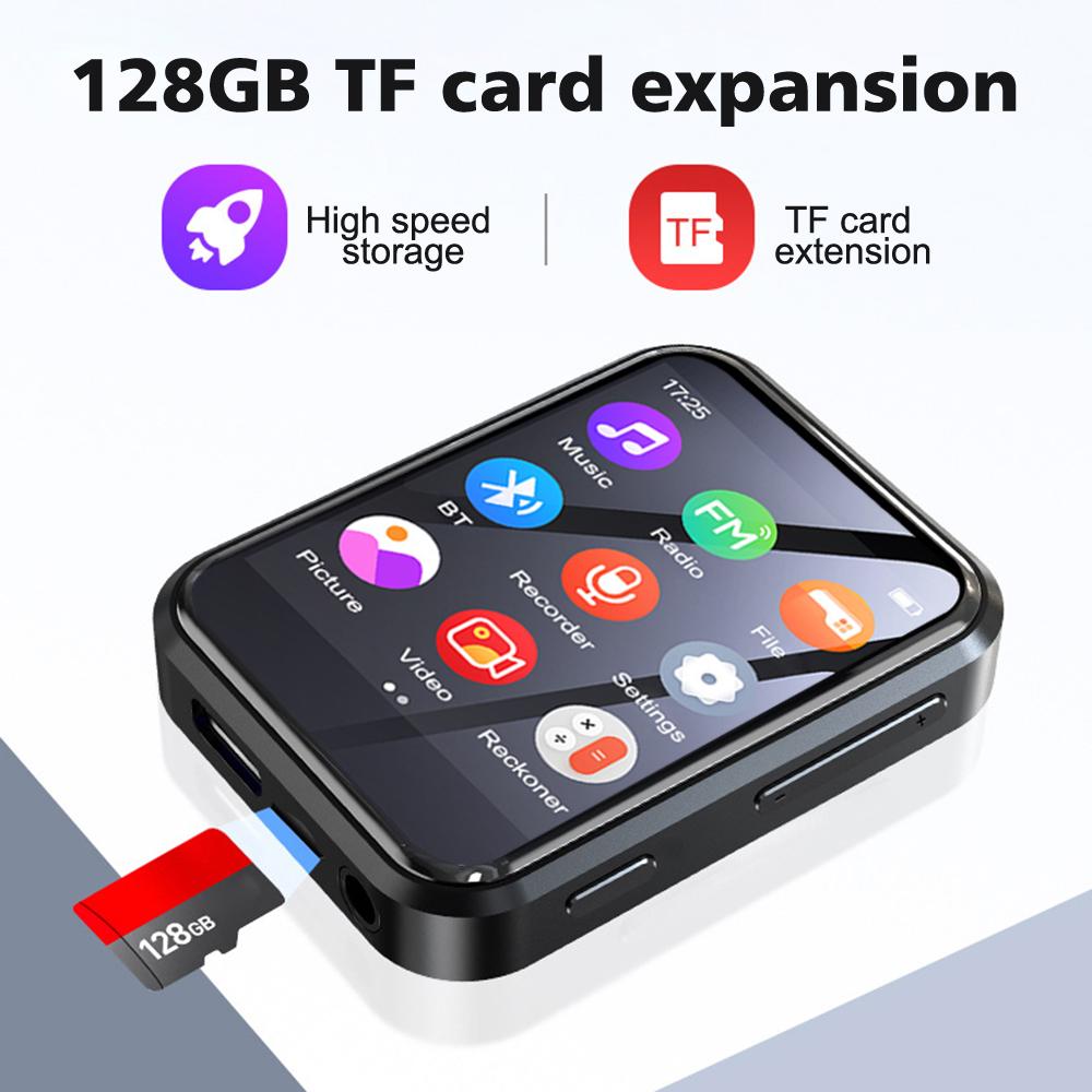 Портативный MP3-плеер Bluetooth 5.4 HiFi музыкальный плеер MP3 Walkman сенсорный экран встроенный динамик диктофон камера воспроизведение видео FM