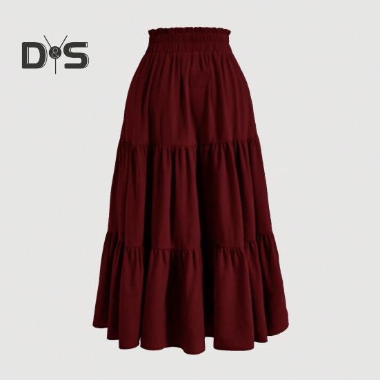 Женская юбка, эластичная, с высокой талией, на шнуровке, юбка-лето, в стиле бохо, с цветочным принтом, оборками, низом, длинная юбка