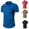 Summer Solid Stand Collar Men's Casual Shirt Buttons Short Sleeve White Black Shirts Men Pullover Top