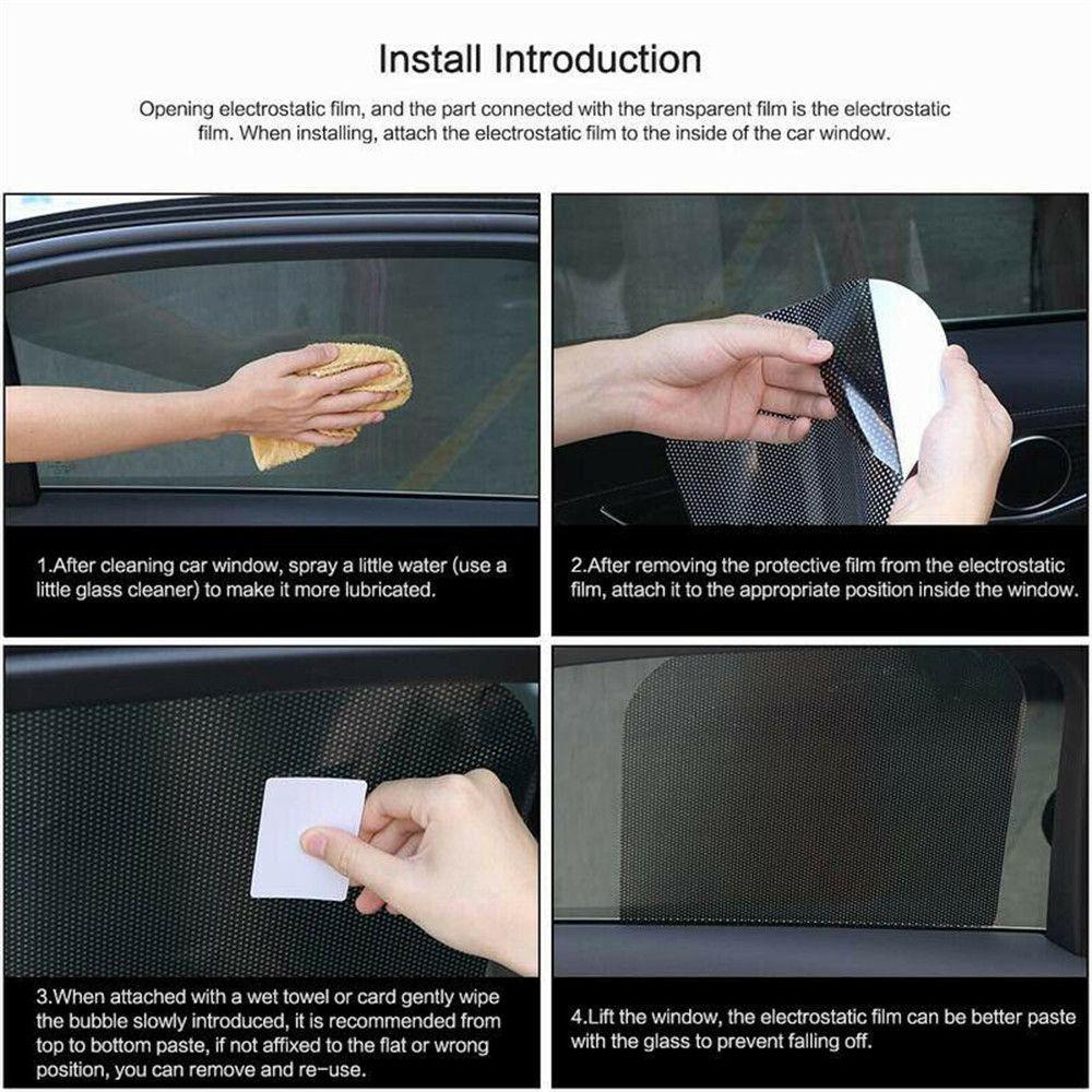 2PCS Summer Side Window Sunscreen UV Protection Windshield Net Sun Shade Sticker Mesh Film