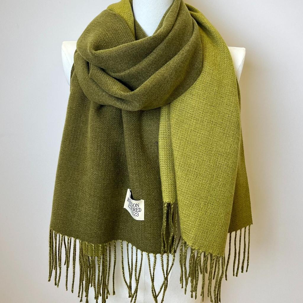 Double-sided Two Colors Scarf Simple Basic Imitation Cashmere Tassel Shawl Autumn Winter Unisex Coldproof Neck Guard Scarf