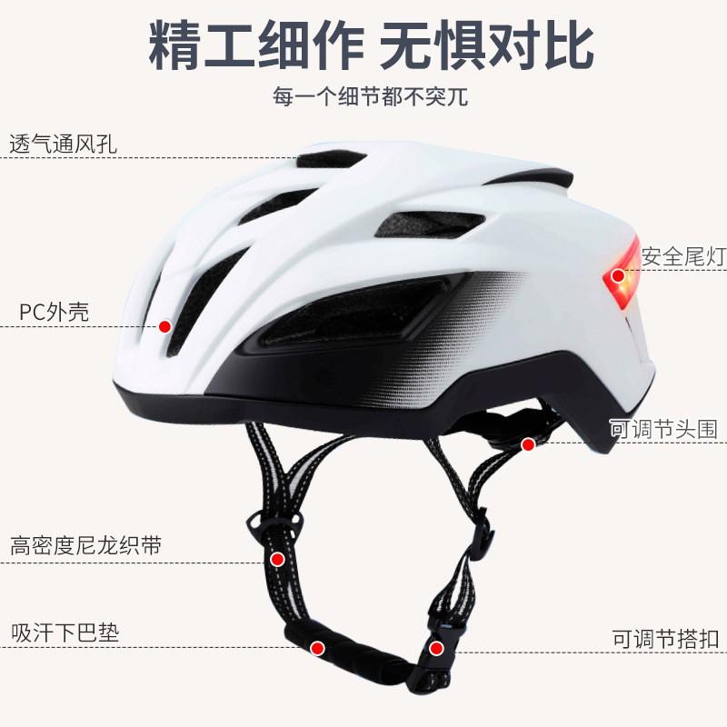 Lightweight Ventilated Cycling Helmet With Rear LED Light Adults Outdoor Bike Riding Safety
