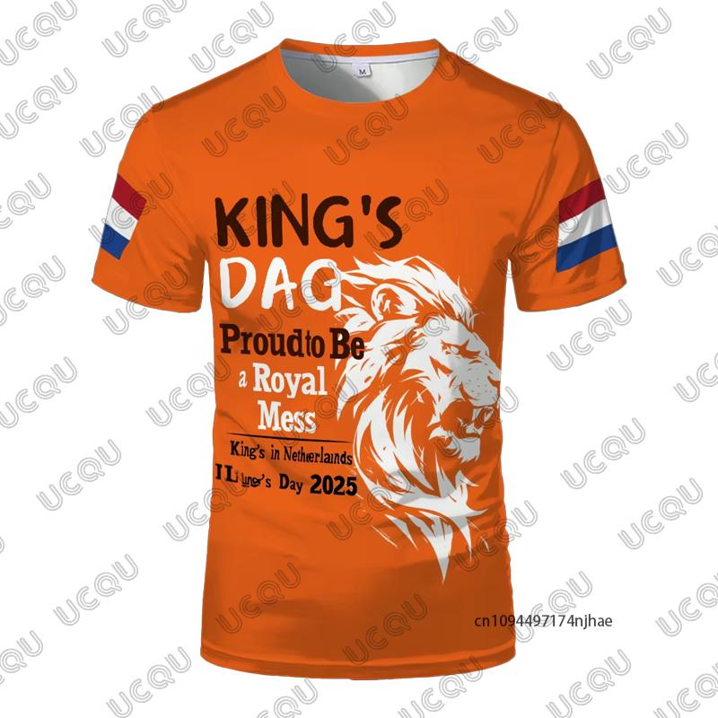 Summer New Dutch King's Day Orange Print Football Jersey For Children T-Shirt Sports Dutch Flag Tees Casual Kids/Adult Tops