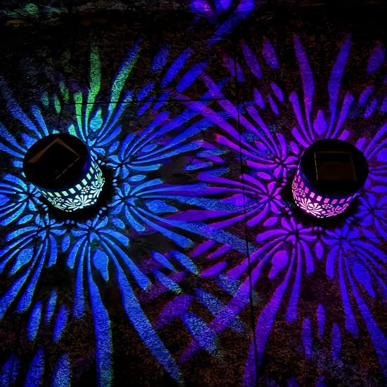 Солнечные фонари для улицы, декоративные садовые светильники на солнечных батареях с интеллектуальным датчиком, водонепроницаемые, металлические, с полым узором, для палубы, ступеней, стен