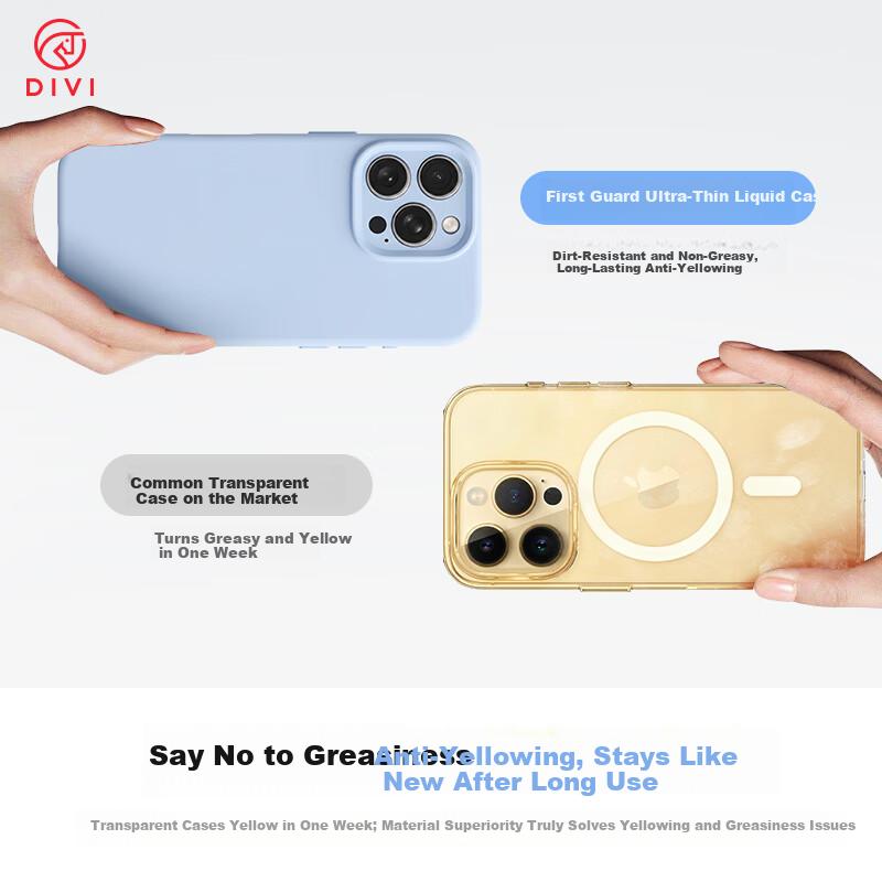 DIVI Zero-Feel Liquid Silicone Case for iPhone 13, Full Coverage Shockproof Anti-Scratch Skin-Friendly Ultra-Thin Blue