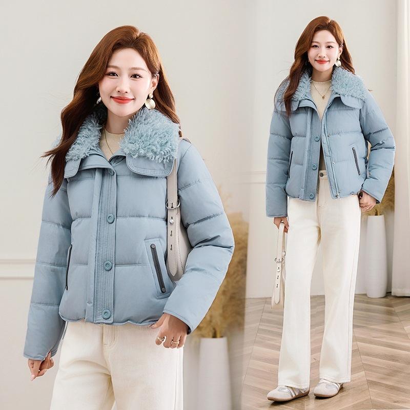 Women's fashion temperament cold-proof and warm down cotton clothes lamb wool lapel cotton-padded clothes winter new models
