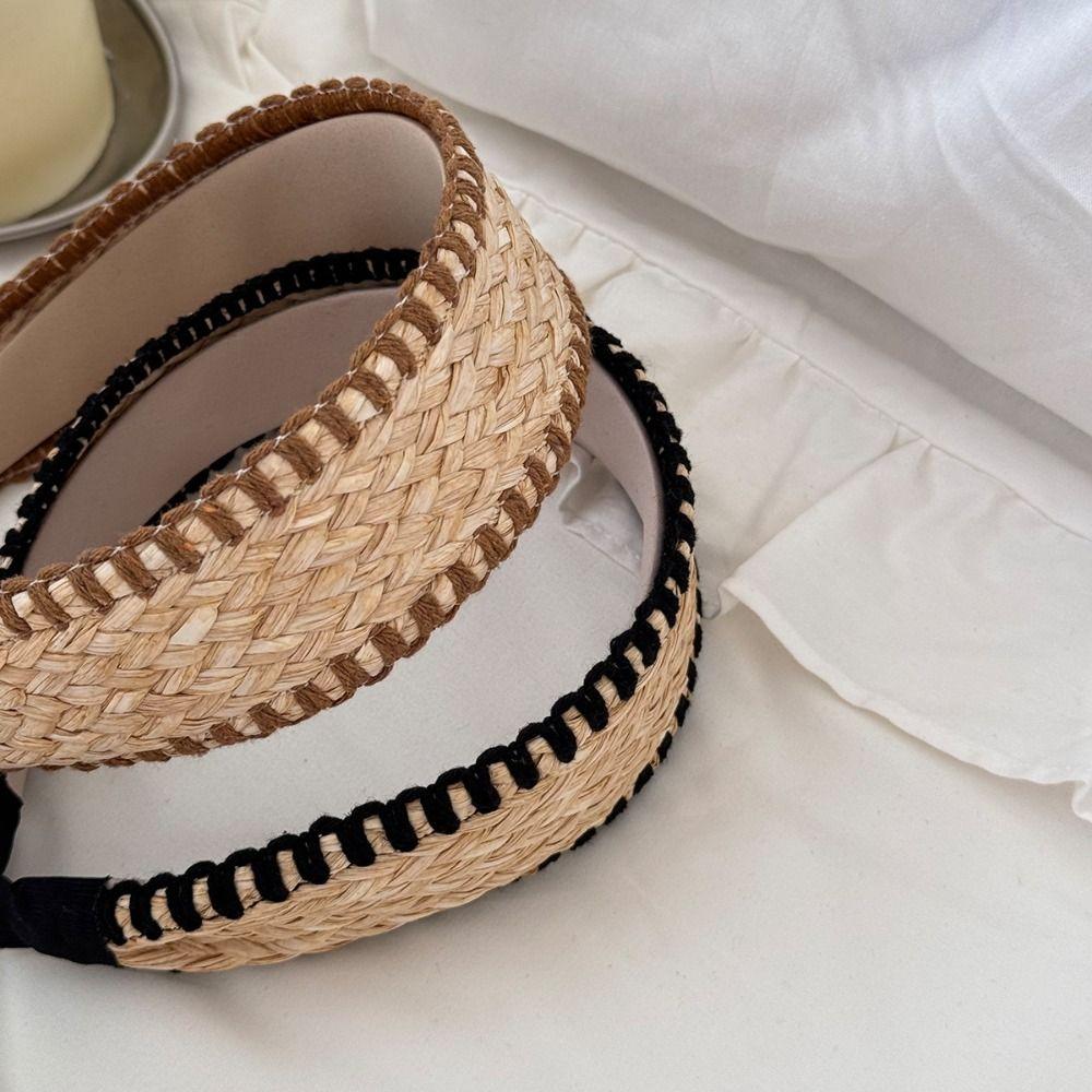 Плетеная Рафия Травяная Повязка на Голову Бохо Богемный Стиль Обруч для Волос Модная Соломенная Плетеная Повязка на Голову Макияж