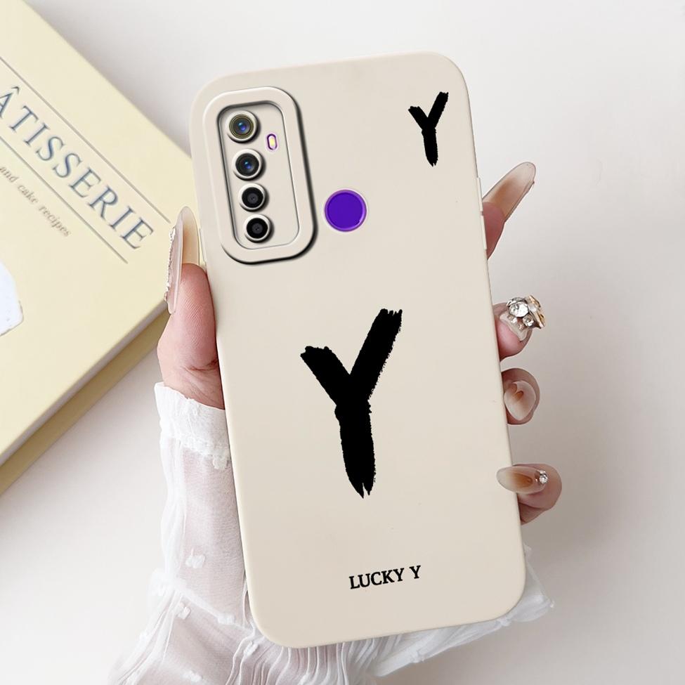 For Realme 5i RMX2030 6i RMX2040 Cover For Realme 6i Case Simple Fashion Letters A-Z Pattern Design Silicone Shockproof Bumper