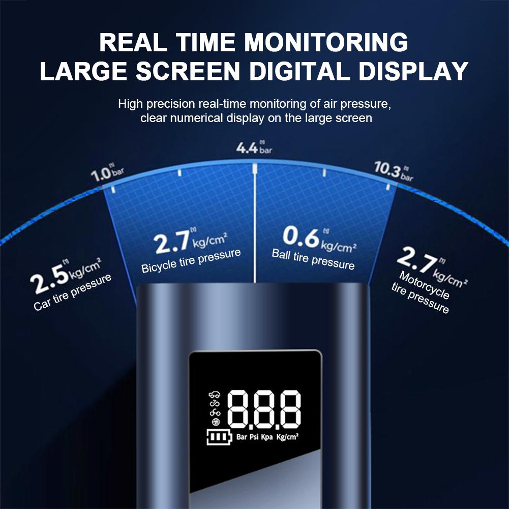 Электрический воздушный компрессор перезаряжаемый высокоточный автомобильный насос для накачивания шин ЖК-дисплей портативный воздушный насос для автомобиля мотоцикла велосипеда мяч