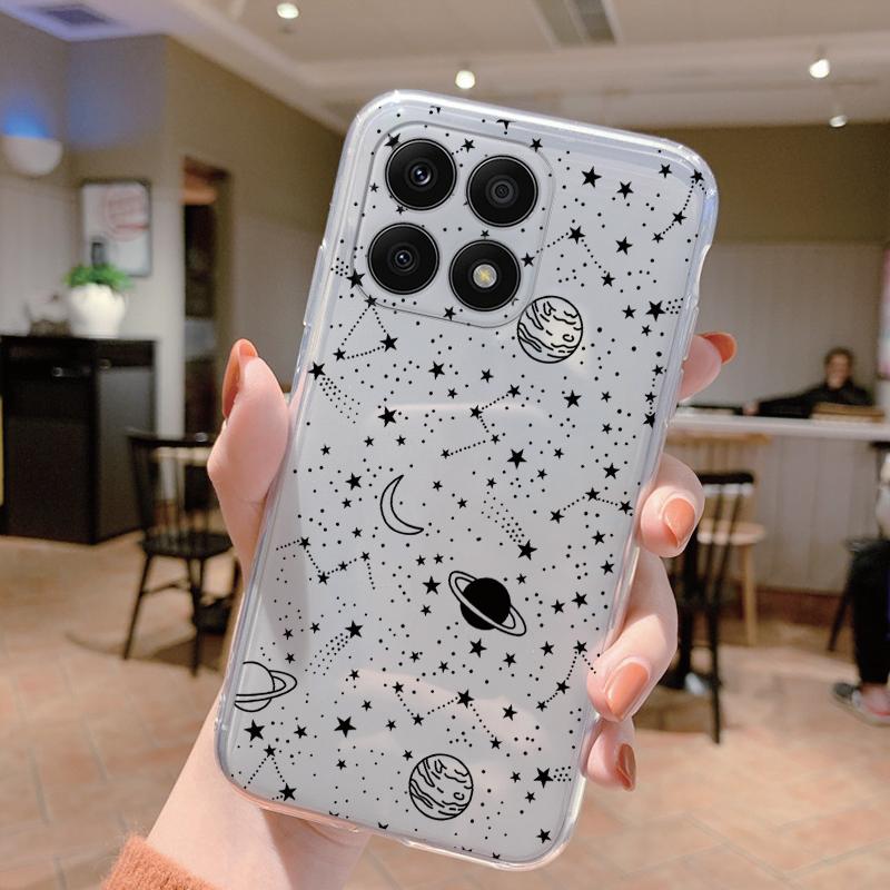 Прозрачный чехол для Honor X8a Ударопрочная накладка Мультяшный милый кот Мягкий силикон Fundas для HonorX8a X 8A Прозрачный 6.7'' Сумки Coque