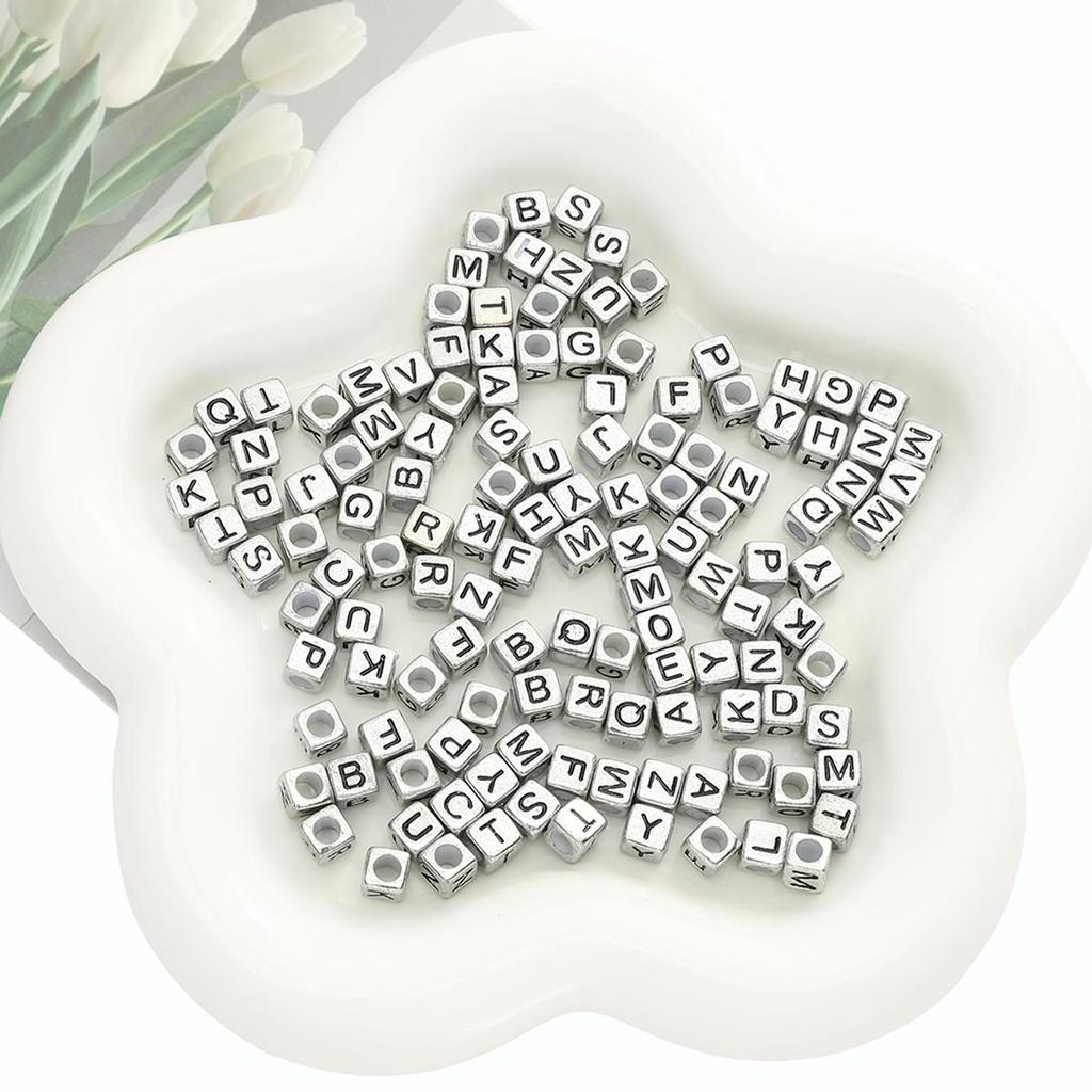 Acrylic English Letter Cube Beads For DIY Necklace Bracelet Earrings Jewelry Making Craft Accessories