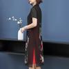 XXL-XXXXXL, большие размеры, летнее шифоновое платье Cheongsam в китайском стиле, юбка выше колена с принтом длиной до колена