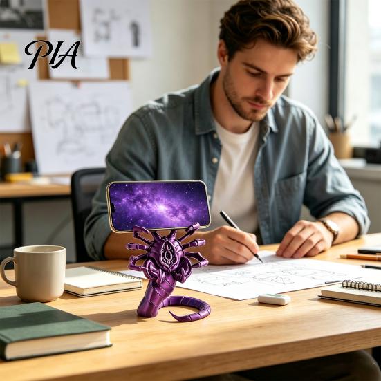 Sturdy Plastic Phone Dock 3D Printed Sci-Fi Horror Holder, Novelty Stable Smartphone Stand, Collectible Figurine Stand Compact Ornament for