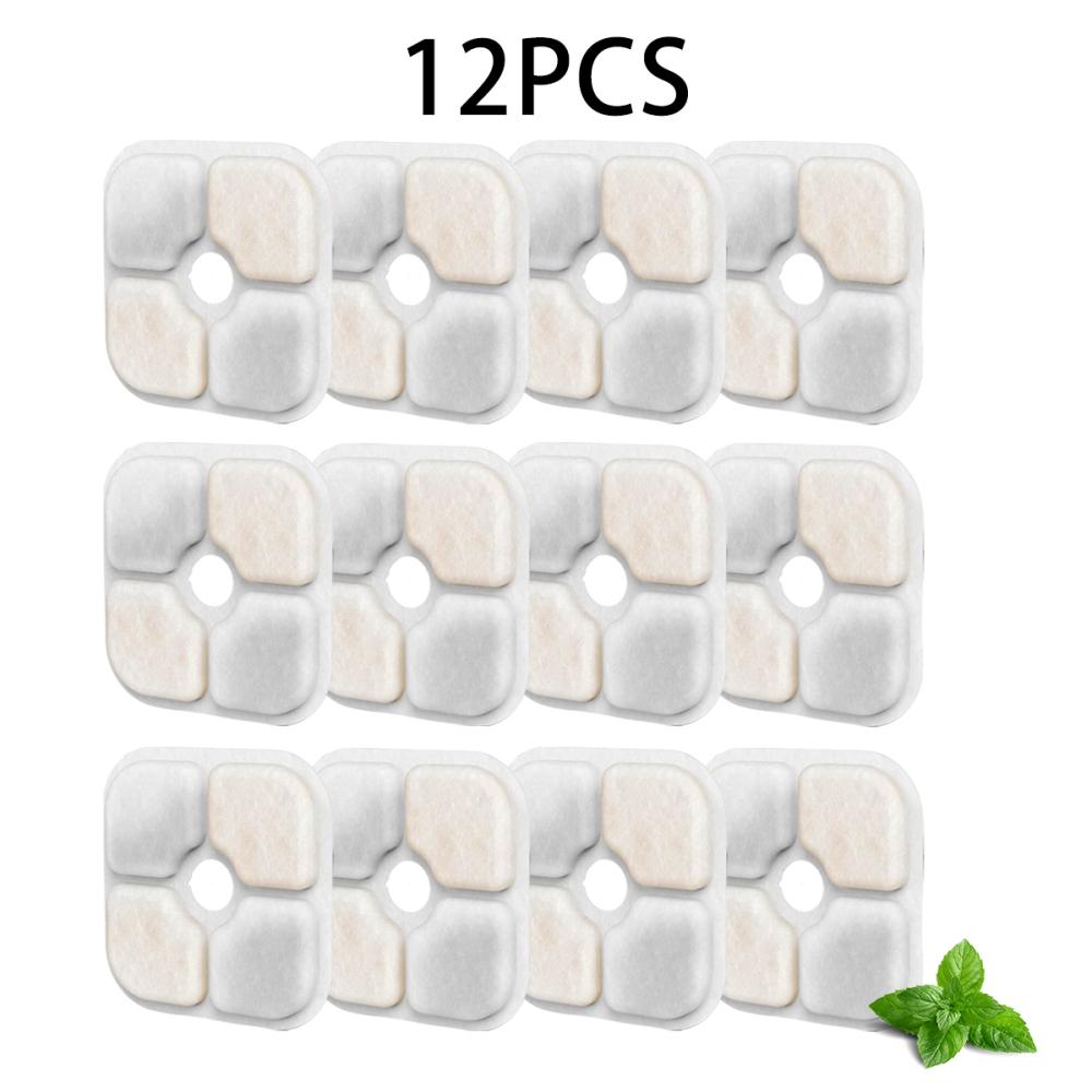 6/12Pcs Replacement Activated Carbon Filter For Pet Water Fountain Activated Carbon Cotton Filter Set For Cat Drinking Fountain