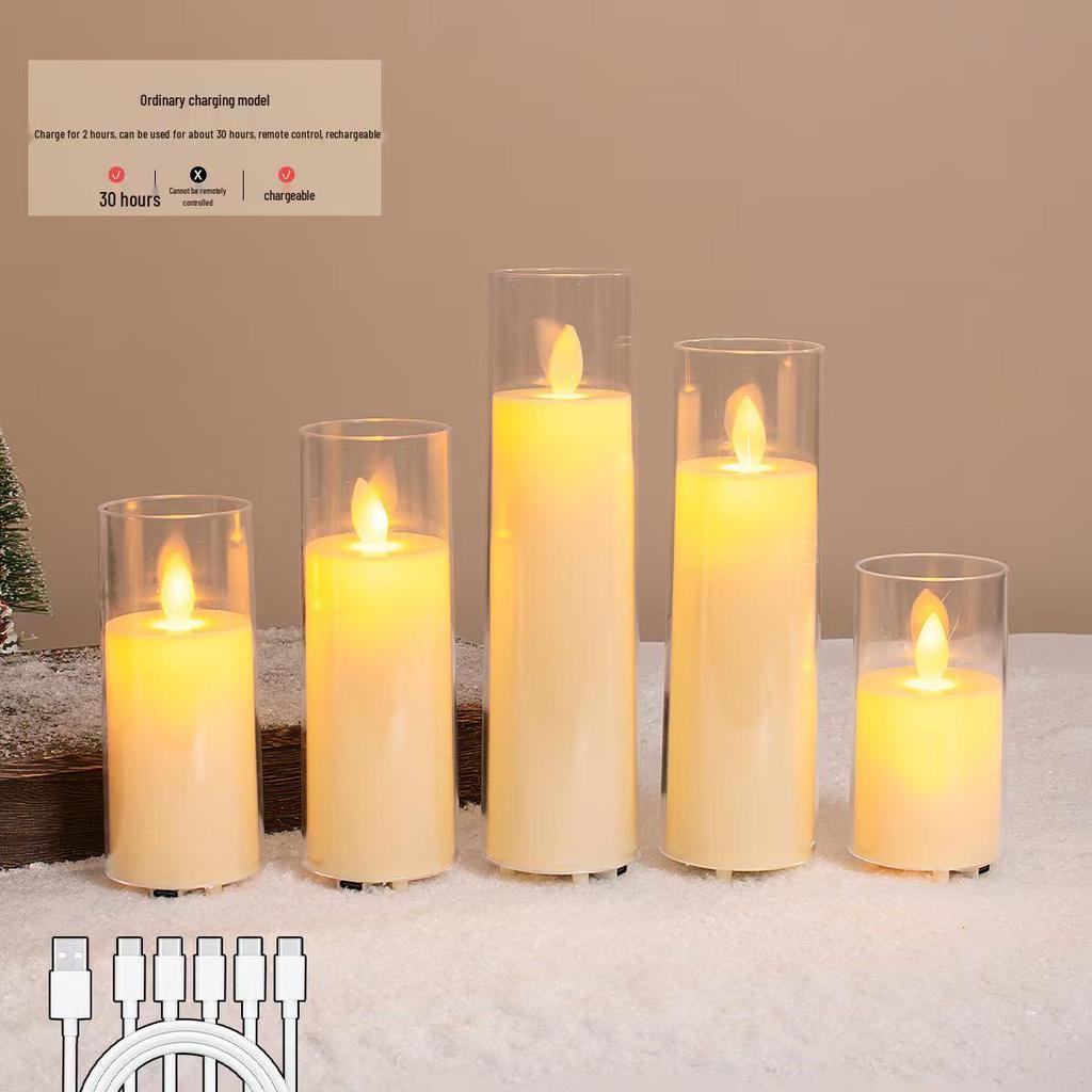 Rechargeable LED Acrylic Simulated Candle with Swinging Flame - Romantic Home Ambiance