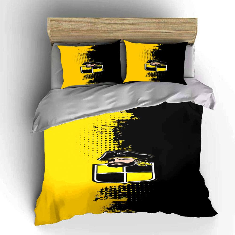 Pirate Emblem with Yellow and Black Design Print Bedding Set Duvet Cover Pillowcases (1* Duvet Cover 2* Pillowcases Do Not Include Comforter)