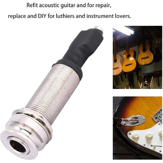 Lazmin112 1/4" (6.35mm) Output 2.5mm Input Endpin Jack, Piezo Pickup Jack Built-in Rod Piezo Pickup for Acoustic Guitar