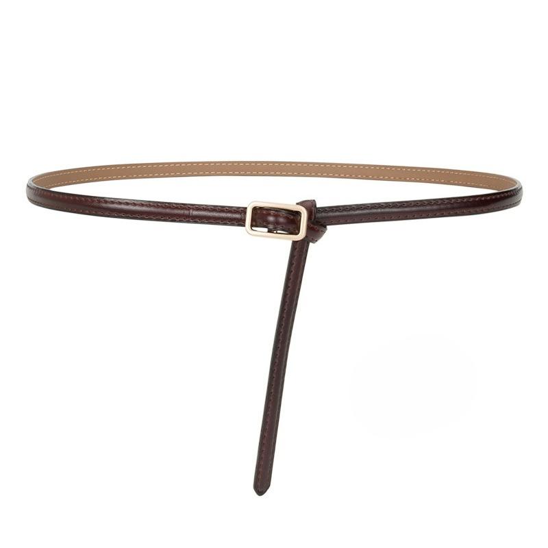 Женский тонкий ремень из натуральной кожи без отверстий с узлом, декоративный женский ремень для платья, универсальный женский ремень, ремень для бега