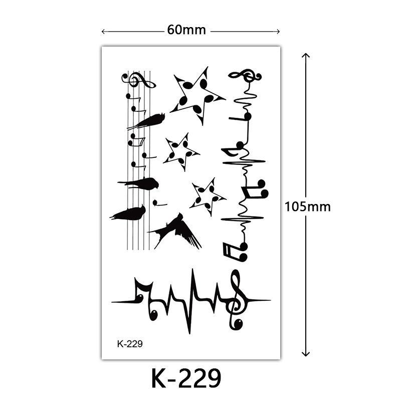 English Letter & Flower Butterfly Tattoo Stickers - Waterproof & Sketch Line Design