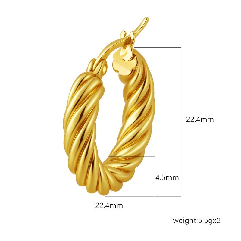 Classic Fashion Round Stainless Steel Twist Hoop Earrings For Women 4.5mm Thick Ear Buckle Gold Silver Color Earrings Jewelry
