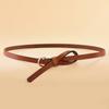Simple Ring Knotted Thin Belt Women'S Leather Decorative Skirt Fashionable Cowhide Small Belt Red