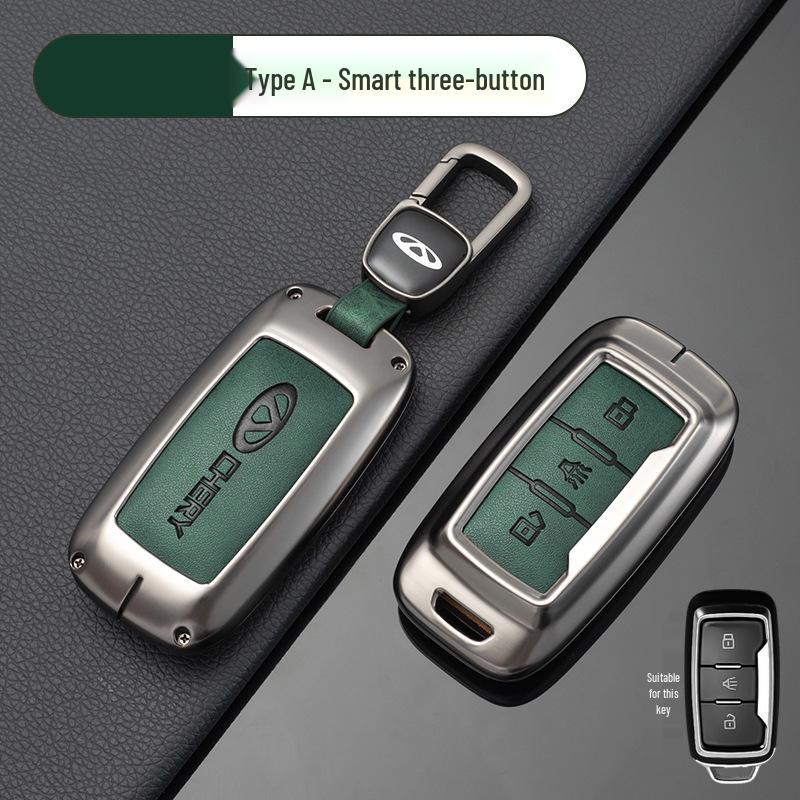 Чехол для ключа автомобиля Chery: Подходит для Tiggo, EQ1, QQ Ice Cream, Arrizo E - Маленький, Прочный металлический корпус с подвесной пряжкой