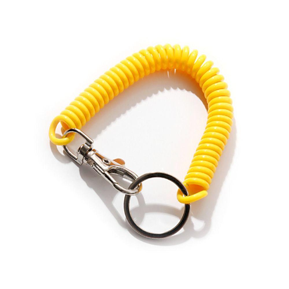Keychain Lanyard Spiral Spring Coil Keyring Key Hooks Stretch Spring Coil Anti-lost Lobster Clasp