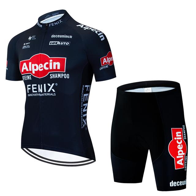 Мужской комплект велоджерси Alpecin MTB с шортами с лямками - Дышащая, влагоотводящая ткань, спортивная посадка, лето