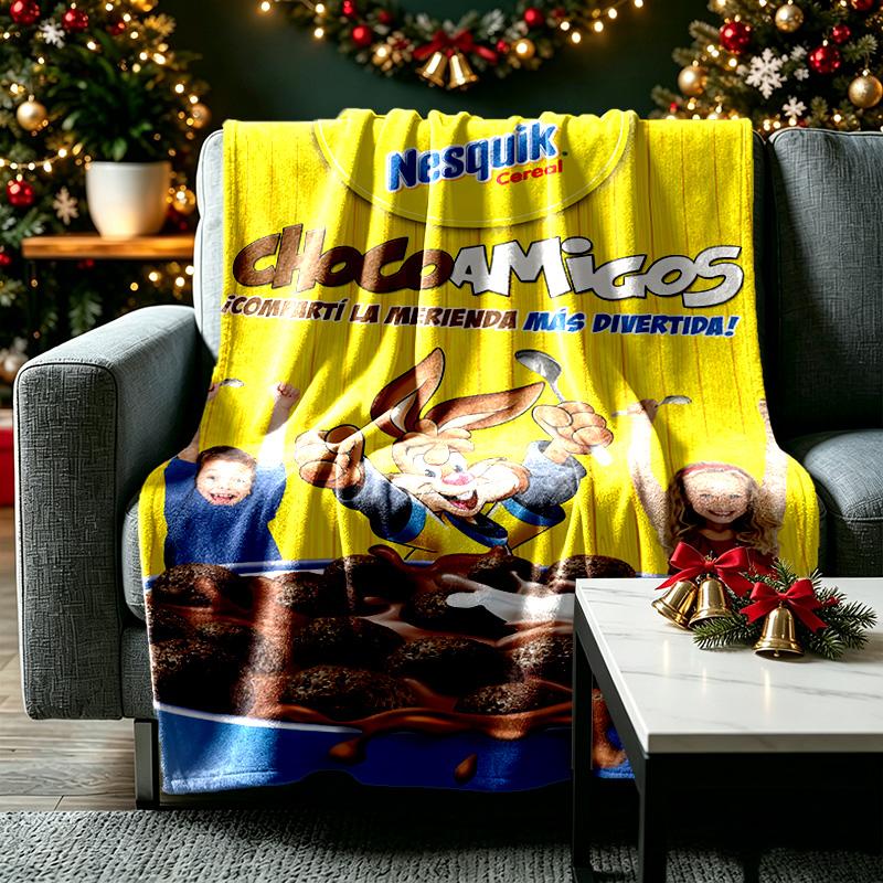 1pc Cereal Cartoon Poster Blanket, Cozy Printed Throw Blanket, A Heartfelt Gift for Your Family and Friends