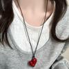 Irregular Heart Pendant Necklace For Women Girls Sweet Adjustable Pull-Out Sweater Chain Jewelry Accessories Gifts