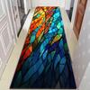 Colorful Stained Glass Leaf Runner Rug, Abstract Rainbow Mosaic Long Hallway Mat Non Slip Washable Entryway Carpet