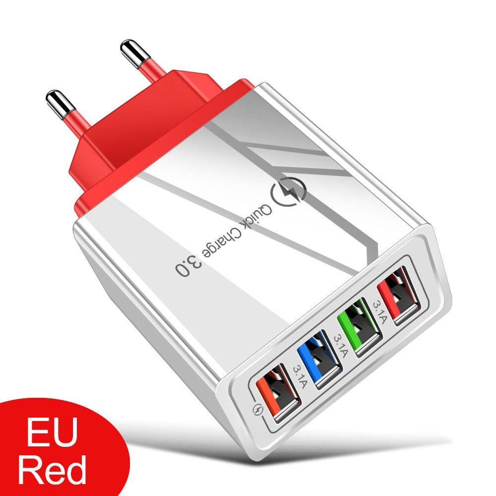Fast Phone Adapter Tablet Charge Quick Charge USB Charger EU/US Plug 4-Port