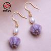 Серьги-капли синего и фиолетового цвета с цветком для женщин, модные серьги с натуральным пресноводным жемчугом, ювелирные изделия для подарков на свадьбу