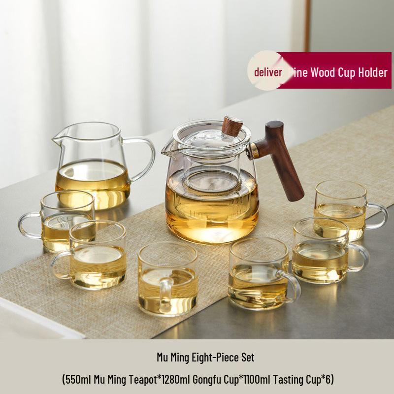 Thickened Glass Teapot Set with High-Temperature Resistant Infuser for Flower Tea