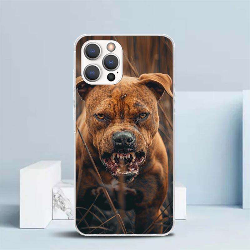Питбуль Собака Питбуль Мягкий Чехол для iPhone 16 17 Air 15 14 Pro Max 16E Чехол для Телефона 13 Mini 12 11 7 SE 8 Печатный Рисунок Подходит Cas