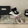 2025 Summer New Square Head Open-toed French Temperament Fairy Style Stiletto Bow Banquet Sandals Woman
