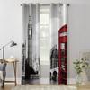 London Phone Booth Luxury Curtains for Living Room Window Treatment Curtain for Bedroom Home Decor