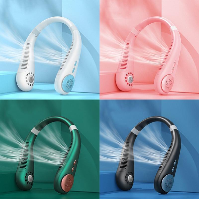 Новый мини-3-скоростной безлопастный вентилятор, подвесной двойной охлаждающий вентилятор, USB-портативный перезаряжаемый бесшумный вентилятор для путешествий на открытом воздухе, в помещении