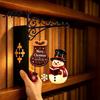 Creative Bookshelf Display Lamp Christmas Hanging Light, Snowman Book Nook Lamp, Metal Decorative Reading Space Accessories Floating Library