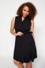 Women's Style Plus Size Dress Black Plain Double Breasted Woven Dress