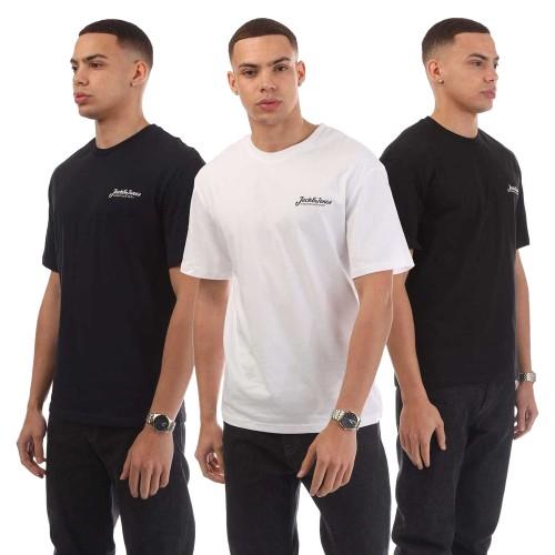 Jack And Jones Mens Beau Footprint T-Shirt (Pack of 3)