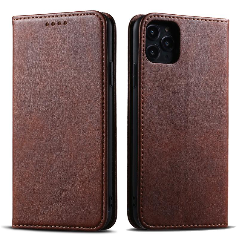 Leather Mobile Phone Cases With Cards Slots Magnetic Flip Cowhide Folio Leather Compartment Wallet Case
