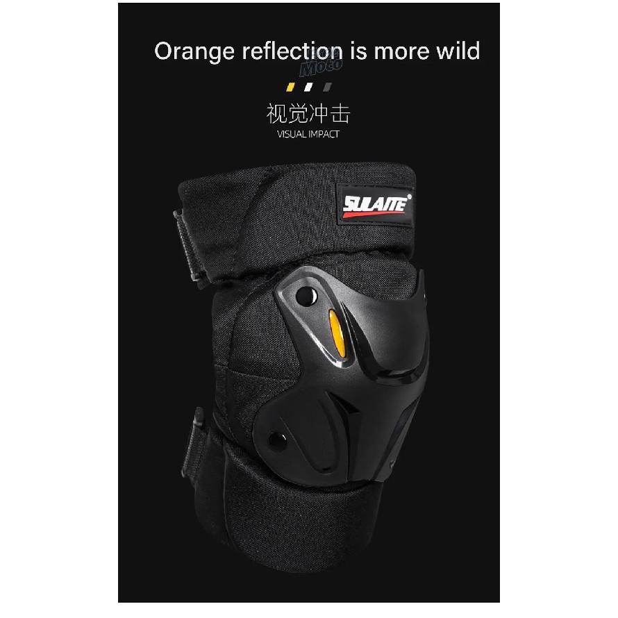 1 Pair Motorcycle Knee Shin Guard Pads Black Adjustable Knee Cap Pads Protector Armor for Motocross Racing Mountain Biking