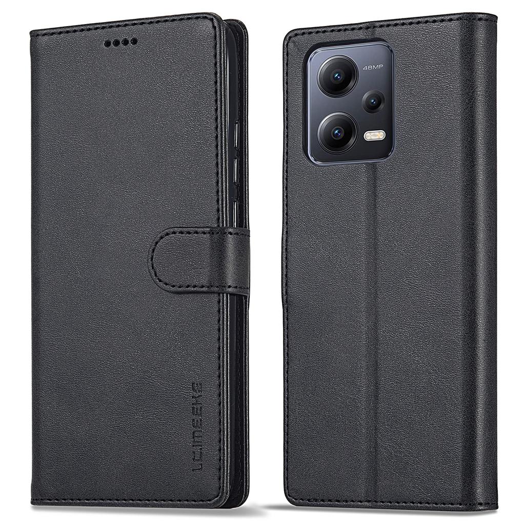 LC.IMEEKE Leather Phone Case For Xiaomi Redmi Note 12 5G (Global)/(India)/(China)/Poco X5 5G,Calf Texture Wallet Stand Anti-fall Phone Cover