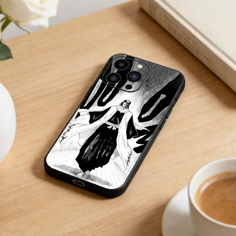 B-Bleach Anime K-Kuchiki Phone Case For iPhone 17 16 15 14 13 12 Max Plus Silicone Black Cover