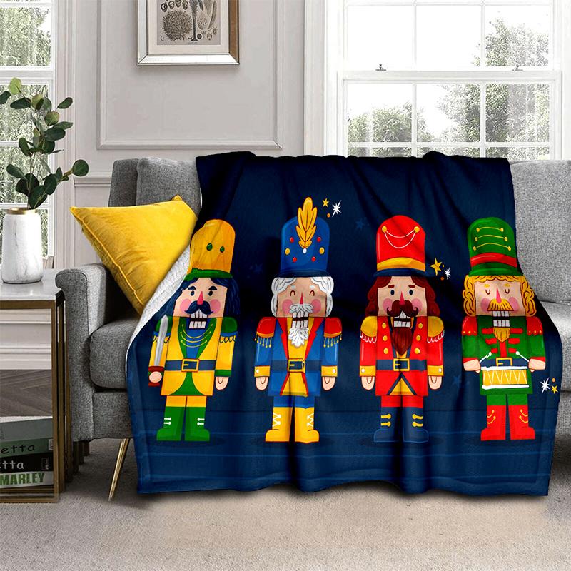 Cartoon Merry Christmas Gift The Nutcracker Doll Happy New Year Soft Flannel Blanket for Beds Bedroom Sofa Picnic,Throw Blanket