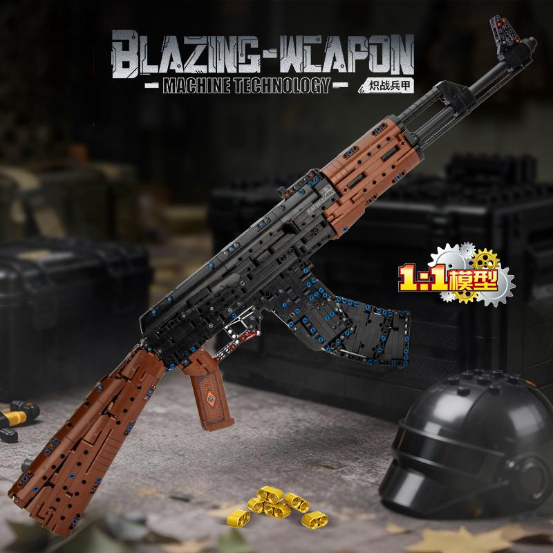 1:Модель штурмовой винтовки АК-47 в масштабе 1:1, Строительные блоки, Детализированная сборка своими руками, Военные демонстрационные кубики, Коллекционный подарок для взрослых