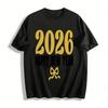 2026 С Новым Годом Графическая футболка Повседневный праздничный топ Для мужчин женщин Футболка из чистого хлопка